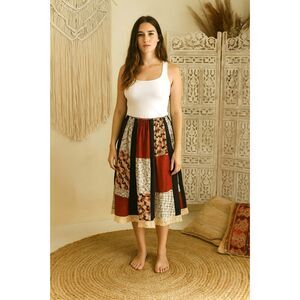 Vintage The Goldiggers 100% Cotton Pattern Cottage Maxi Skirt Women's Size Small